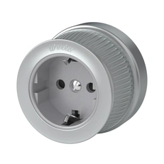 Изображение Розетка с заземлением и шторками (матовый хром) Vintage WL19-10-02